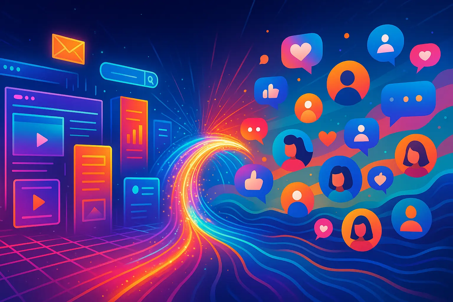 Digital marketing vs social media management illustration