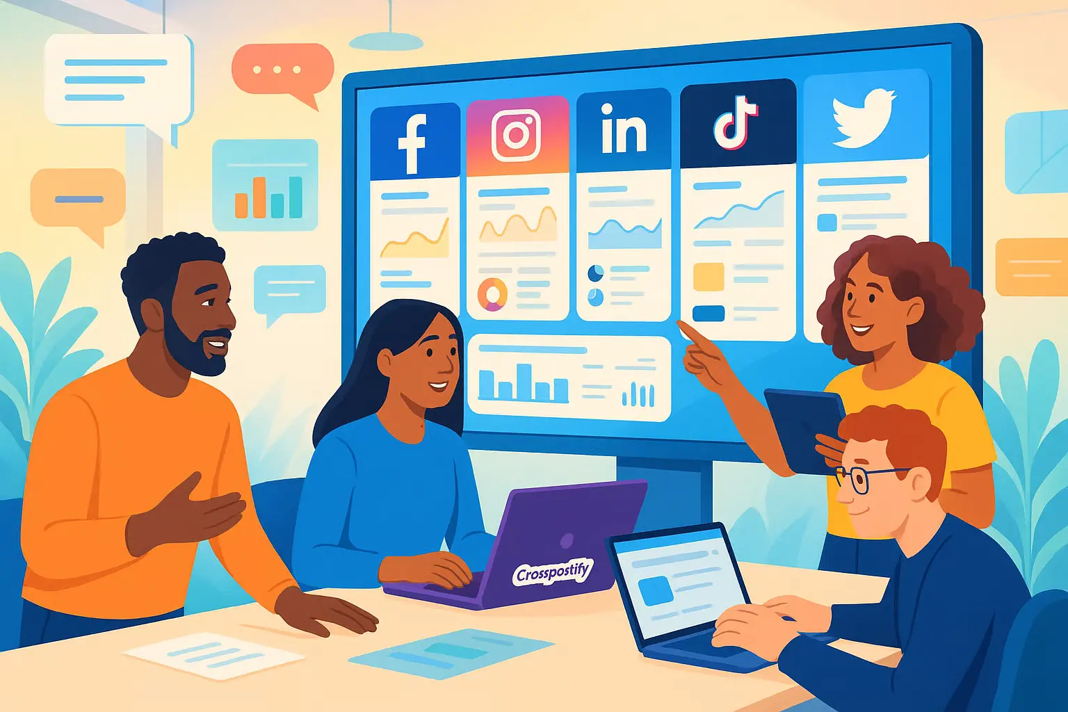 Social media management meaning illustration