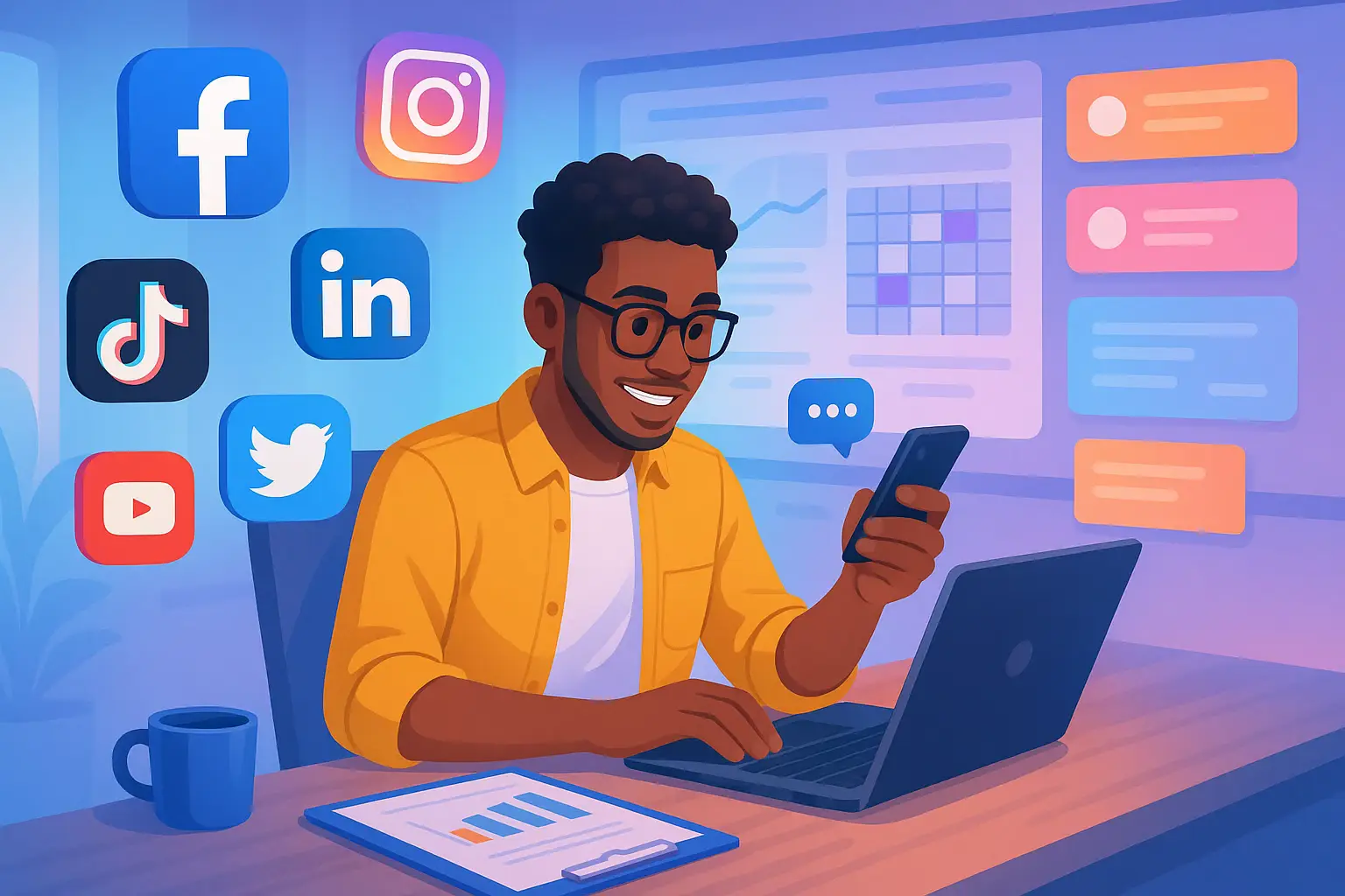 Social media manager responsibilities illustration