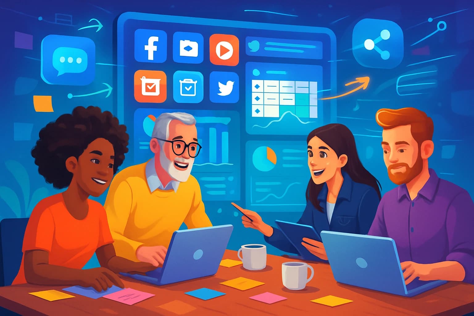 Social media management workflow dashboard
