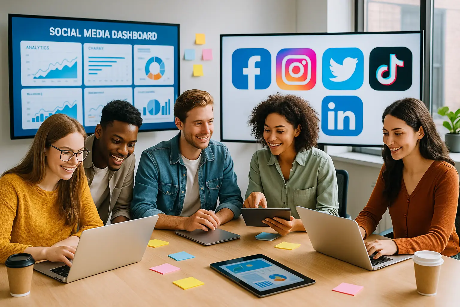 Social media manager at work